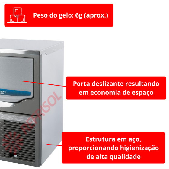 Máquina de Gelo Industrial em Cubos 41kg SRM 45A 220v Macom