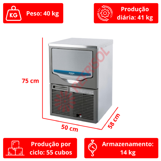 Máquina de Gelo Industrial em Cubos 41kg SRM 45A 220v Macom
