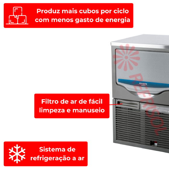 Máquina de Gelo Industrial em Cubos 60kg SRM 60A 220v Macom