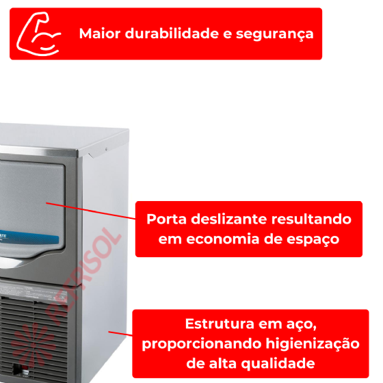 Máquina de Gelo Industrial em Cubos 60kg SRM 60A 220v Macom
