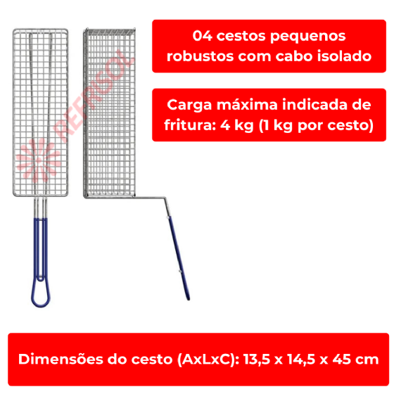 Fritadeira Elétrica 4 Cestos 75 Litros Zona Fria de Óleo FOEI 75 Trifásico 220v Metalcubas