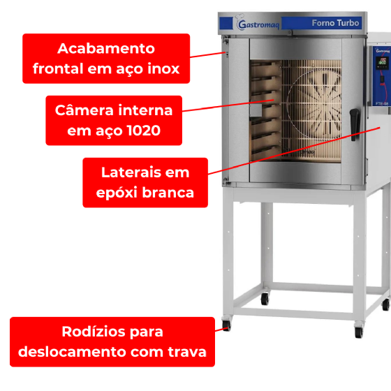 Forno Turbo 8 Esteiras Elétrico FTE 8 Epóxi Trifásico 220v Gastromaq