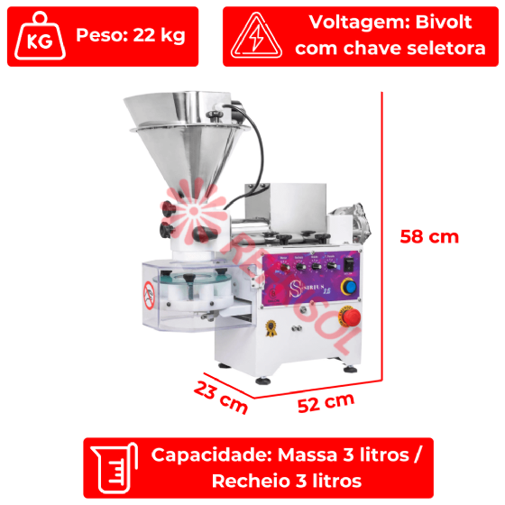 Modeladora Automática de Salgados e Doces Bivolt Sirius SR 2.5 Bailon