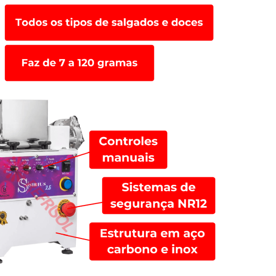 Modeladora Automática de Salgados e Doces Bivolt Sirius SR 2.5 Bailon