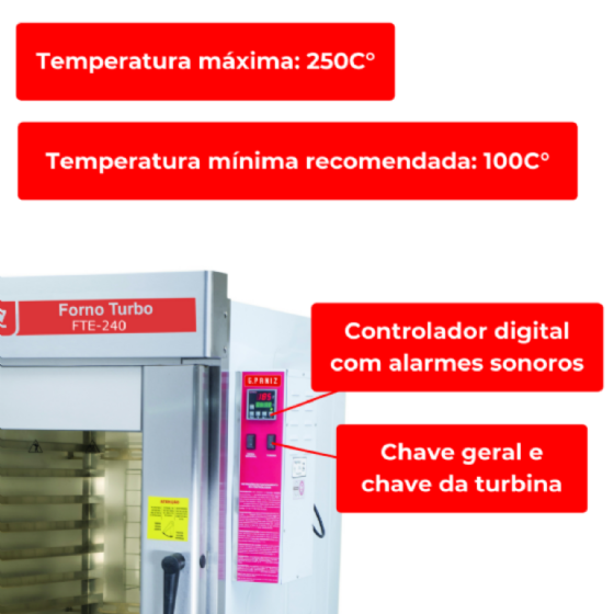 Forno Turbo 8 Esteiras Elétrico FTE 240 Monofásico 220v G Paniz