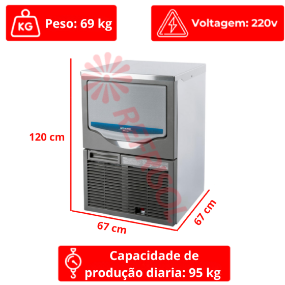 Máquina de Gelo Industrial em Cubos 95 kg SRM 105A 220v Macom