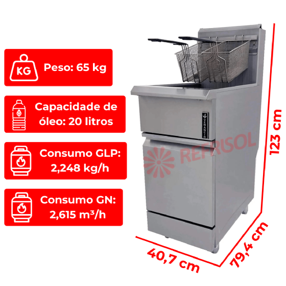 Fritador Industrial Prime a Gás 20 Litros PFR20G-GB Venâncio