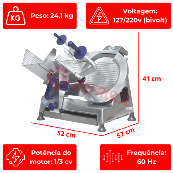 Cortador de Frios Semi-Automático GLP 300 Bivolt Gural