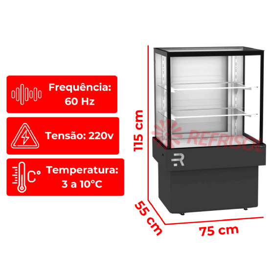 Balcão Expositor Refrigerado Vidro Aquecido 750 220v Refrimate