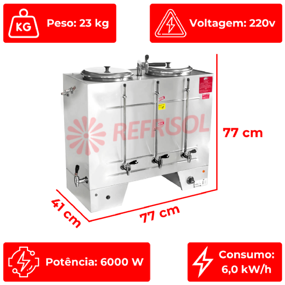 Cafeteira Elétrica Industrial Semiautomática 40 Litros CPA 40 220v Consercaf