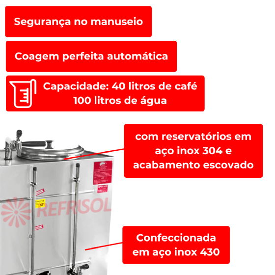 Cafeteira Elétrica Industrial Semiautomática 40 Litros CPA 40 220v Consercaf