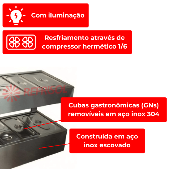 Pizzarola Refrigerada com 11 GNs 13 e 2 GNs 12 220v Ibet