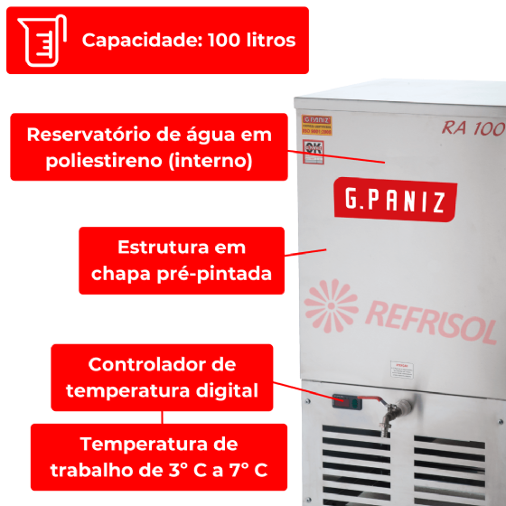 Resfriador de Água RA 100 Plus 220v Pré Pintado G Paniz