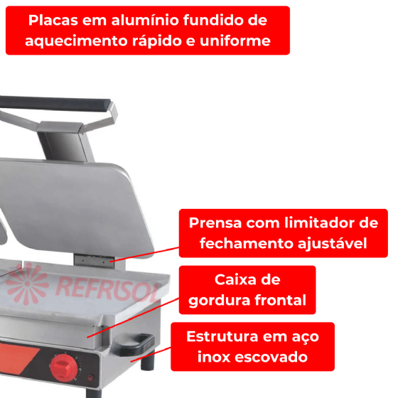 Chapa Sanduicheira Elétrica Média Dupla Lisa SADL 220v Croydon