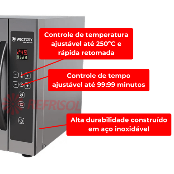 Forno Convector Digital Com Vapor 3 Esteiras WCVB-335D 220v Wictory