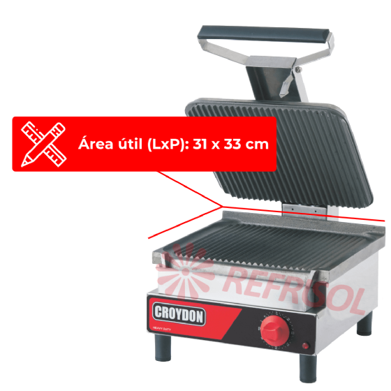 Chapa Sanduicheira Estriada Elétrica Ferro Fundido SFSE 220v Croydon