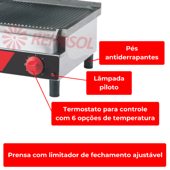 Chapa Sanduicheira Estriada Elétrica Ferro Fundido SFSE 220v Croydon