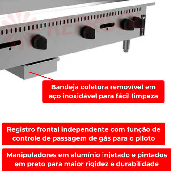 Chapa a Gás Manual 90cm Mesa Prime PCM090G-ME Venâncio