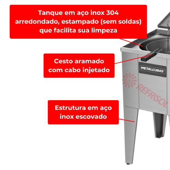 Fritadeira Elétrica Água e Óleo 35 Litros 10000 W FAO 1 CR 220v Metalcubas