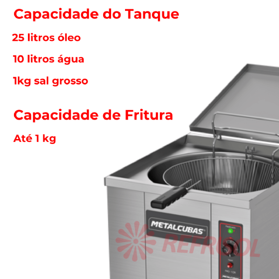 Fritadeira Elétrica Água e Óleo 35 Litros 10000 W FAO 1 CR 220v Metalcubas