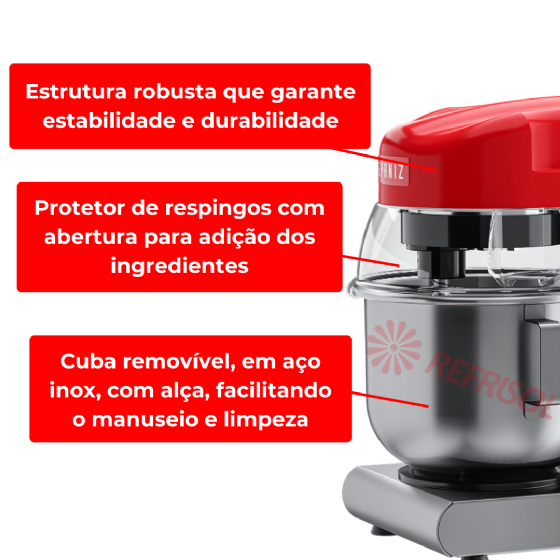 Batedeira Planetária Painel Digital 05 Litros BP 05 Bambina Total Inox Bivolt G Paniz