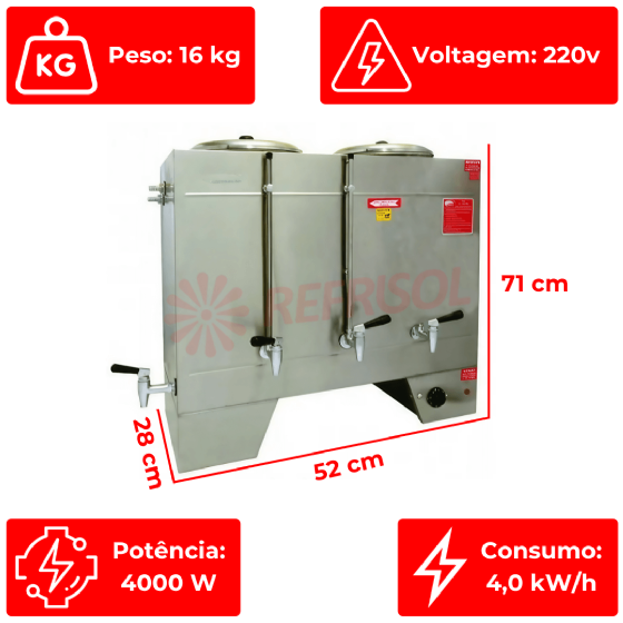 Cafeteira Elétrica Premium 20 Litros MCL 20 220v Consercaf