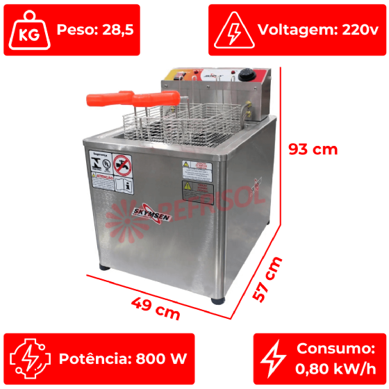 Fritadeira Elétrica Água e Óleo 18 Litros Reativada FRM 18 Inox 220v Skymsen