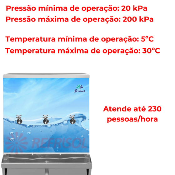 Bebedouro Industrial de Coluna 2 Geladas 1 Natural Inox 100 Litros Adesivado 110v Frisbel