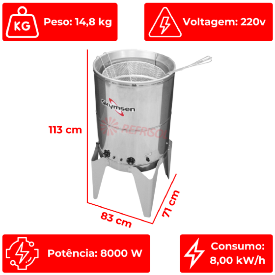 Fritadeira Água e Óleo 24 Litros FC8 Inox 220v Skymsen