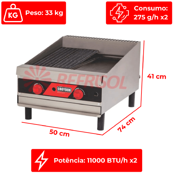 Char Broiler Profissional à Gás 50 cm CCP2 Croydon