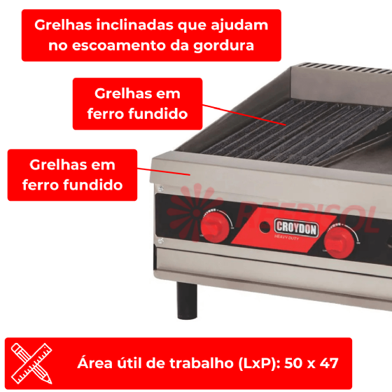Char Broiler Profissional à Gás 50 cm CCP2 Croydon