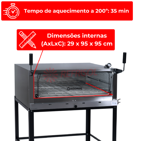 Forno Lastro Pedra Refratária FLG 950 PG Gás Inox Gastromaq