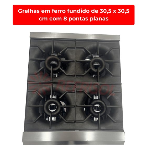 Fogão Industrial de Mesa a Gás 4 Bocas PFI04G-ME Venâncio