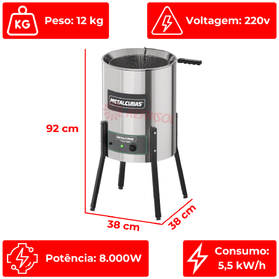 Fritadeira Elétrica 25 Litros Zona Fria Óleo 8000W TFOE 25 CG 220v Metalcubas