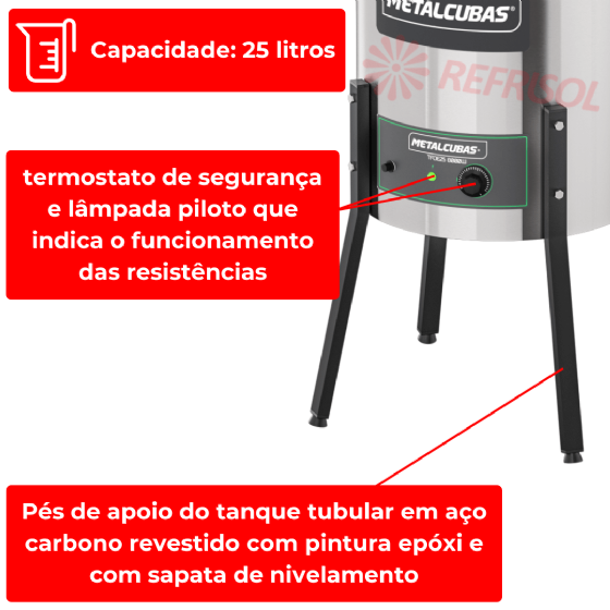 Fritadeira Elétrica 25 Litros Zona Fria Óleo 8000W TFOE 25 CG 220v Metalcubas