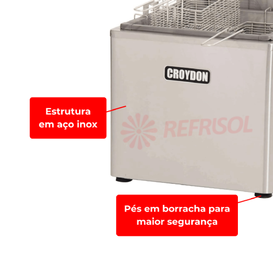 Fritadeira Elétrica Água e Óleo Inox 15 Litros 5000 W FAM5 M 220v Croydon