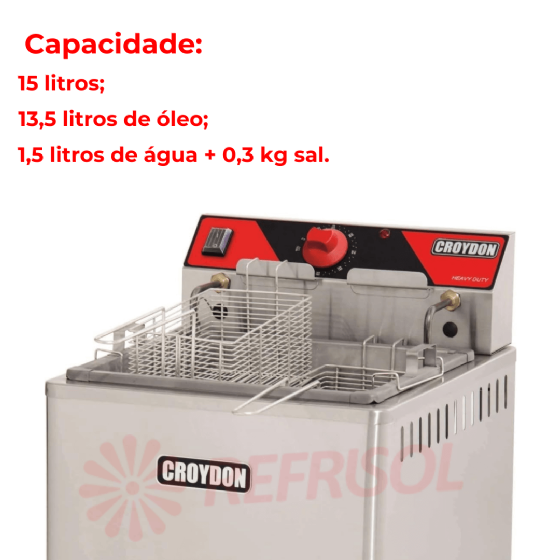 Fritadeira Elétrica Água e Óleo Inox 15 Litros 5000 W FAM5 M 220v Croydon