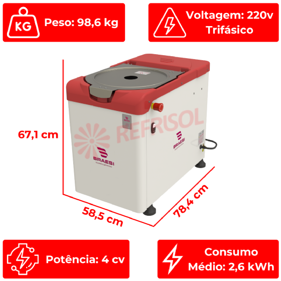 Amassadeira Rápida 25 kg AR 25 G4 Trifásico 220v Braesi
