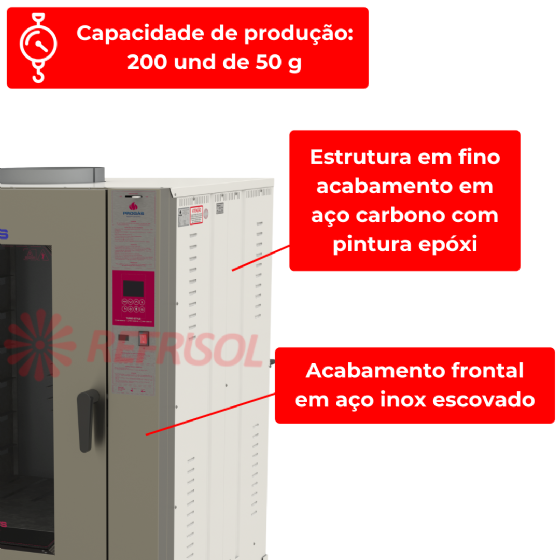 Forno Turbo 8 Esteiras à Gás PRP 8000 Progás