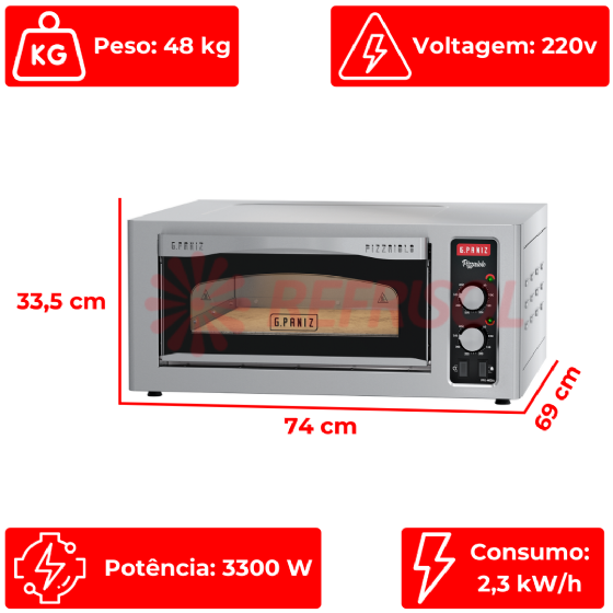 Forno Lastro Elétrico Pizzaiolo FPE-400A 220v G Paniz