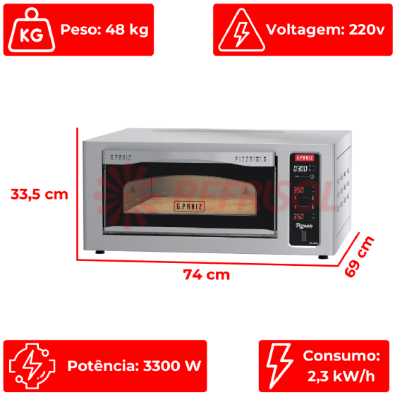 Forno Lastro Elétrico Pizzaiolo FPE-400D 220v G Paniz