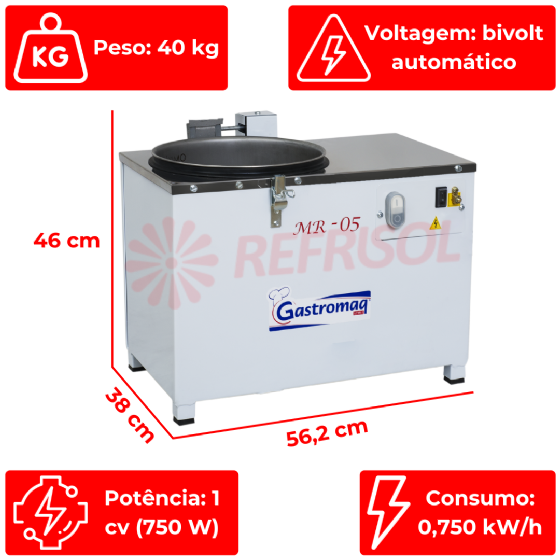 Amassadeira Rápida 05 kg MR 05 Bivolt Gastromaq