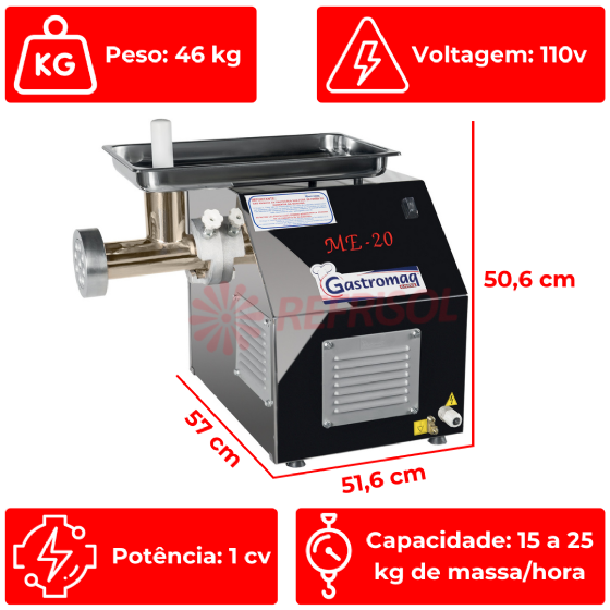 Extrusora de Massas ME 20 Inox 110v Gastromaq