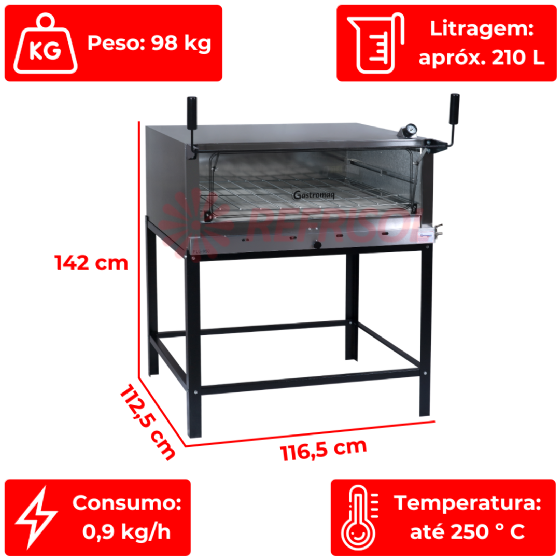 Forno Lastro Pedra Refratária FLG 950 PG Gás Inox Gastromaq