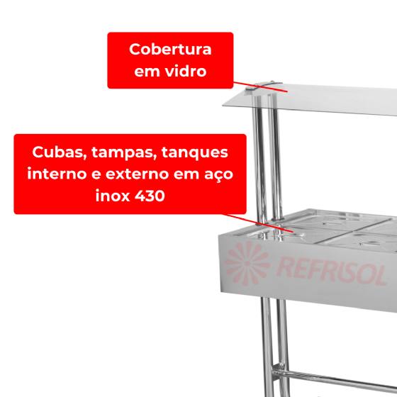 Buffet Térmico Aquecido BTE 10 Bandejas ST 220v Inox Gastromaq