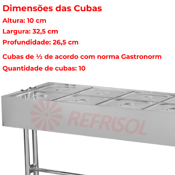 Buffet Térmico Aquecido BTE 10 Bandejas ST 220v Inox Gastromaq