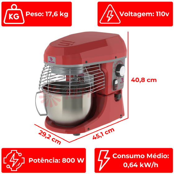 Batedeira Planetária Elétrica 05 Litros BPEL 05 Premium 110v Braesi