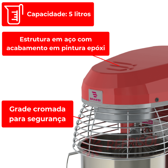 Batedeira Planetária Elétrica 05 Litros BPEL 05 Premium 110v Braesi