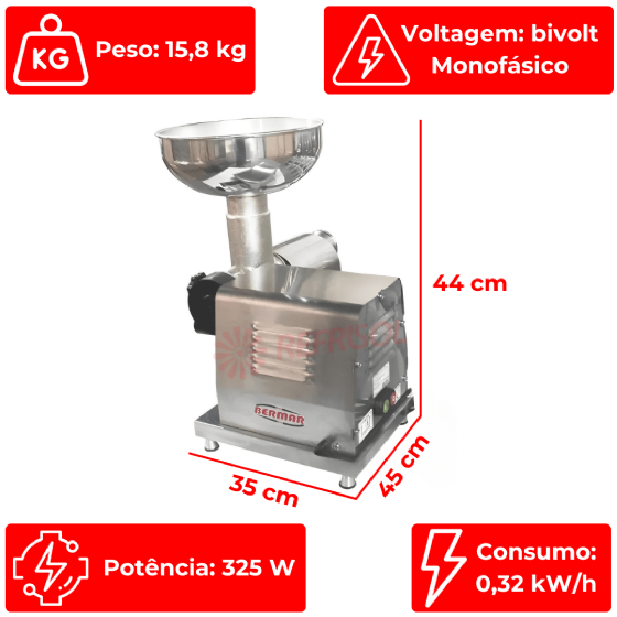 Despolpador Industrial De Tomate BM 73 Inox Bivolt Bermar