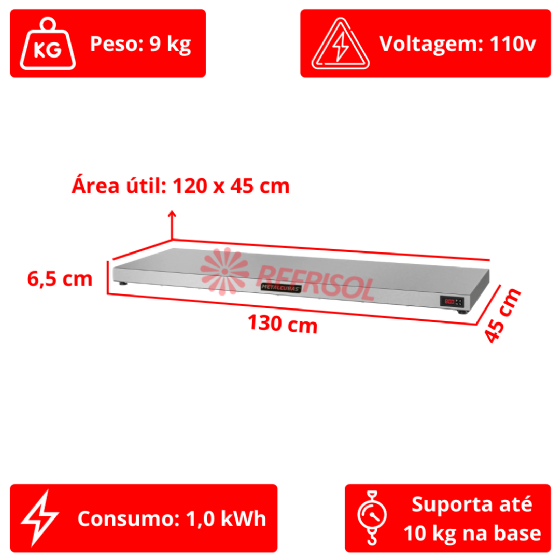 Pista Aquecida 130 cm PAM 1300 110v Metalcubas